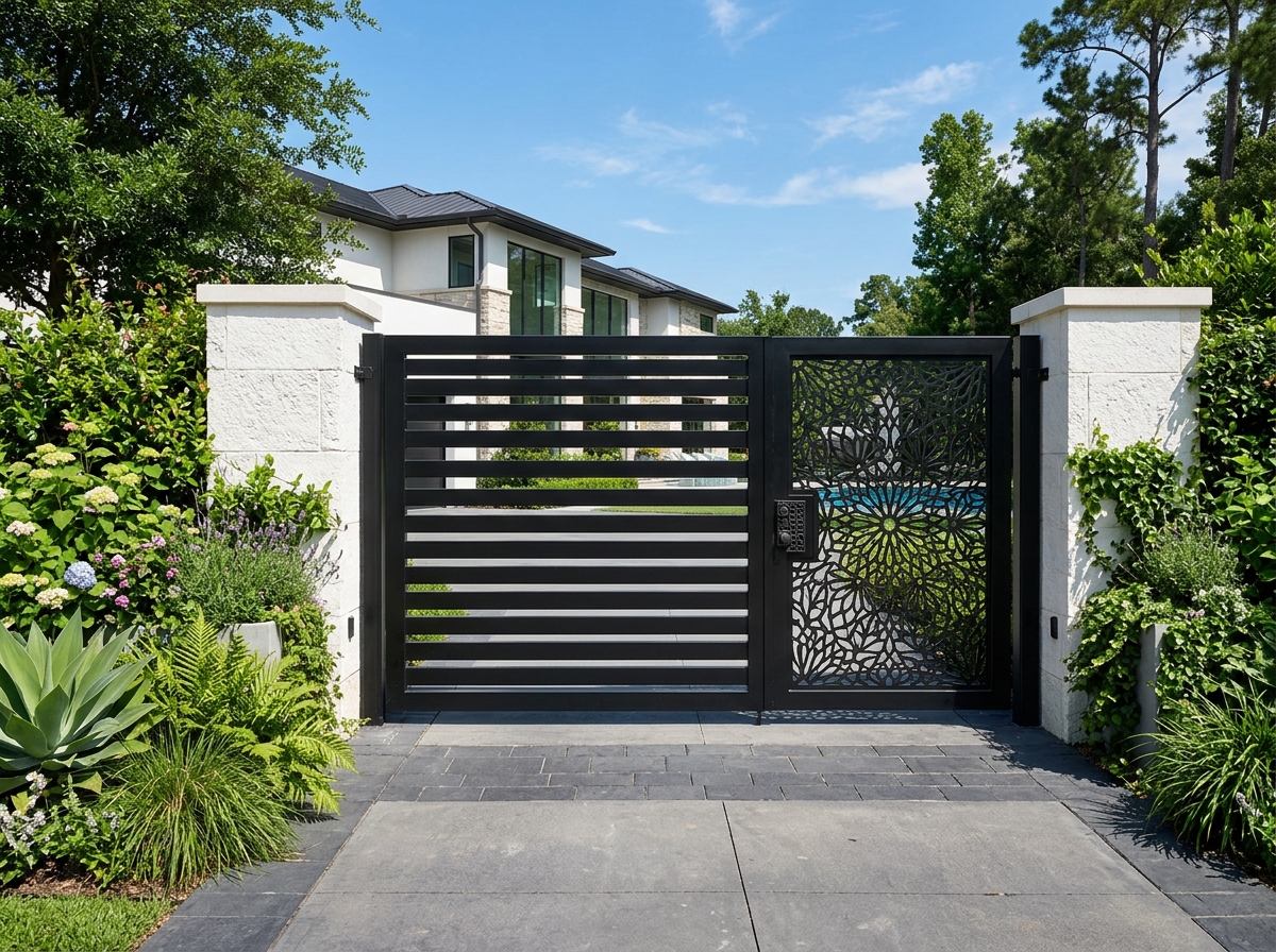 Lakshmi Steels custom laser cut black steel entrance gate